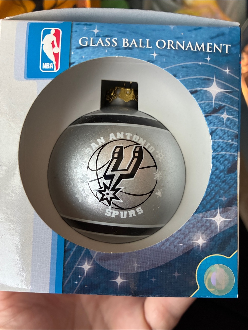 NBA San Antonio Spurs Metallic Silver Glass Ball Ornament collector item